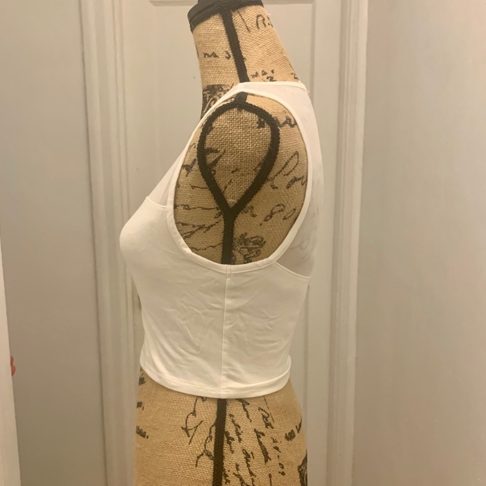 White Mesh Crop Top - Picture 3 of 4